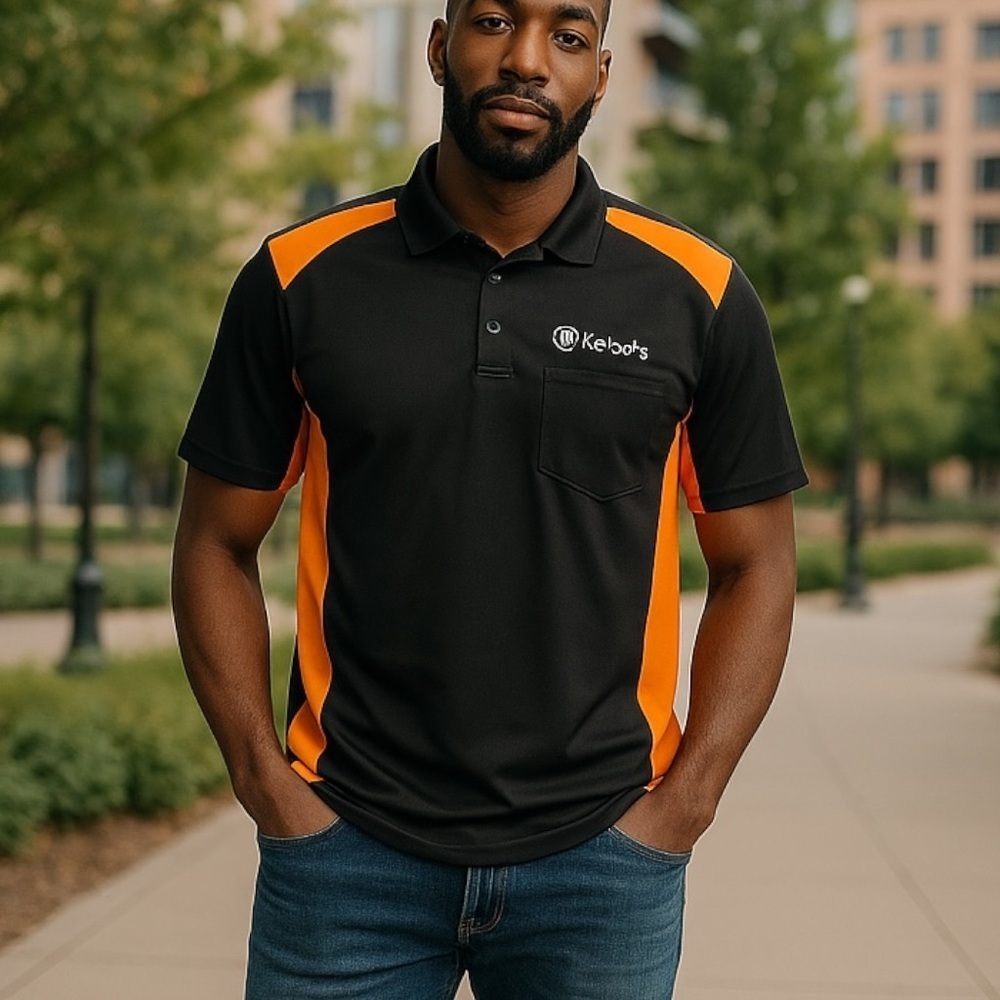Kubota Polo Shirt Men’s SZ XL Orange/Black Snag Proof Moisture Wicking Tag Free
